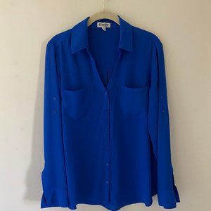 Express Slim Fit Bold Blue Portofino Shirt